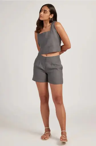 亞麻協調套裝（含短款背心與訂製短褲）